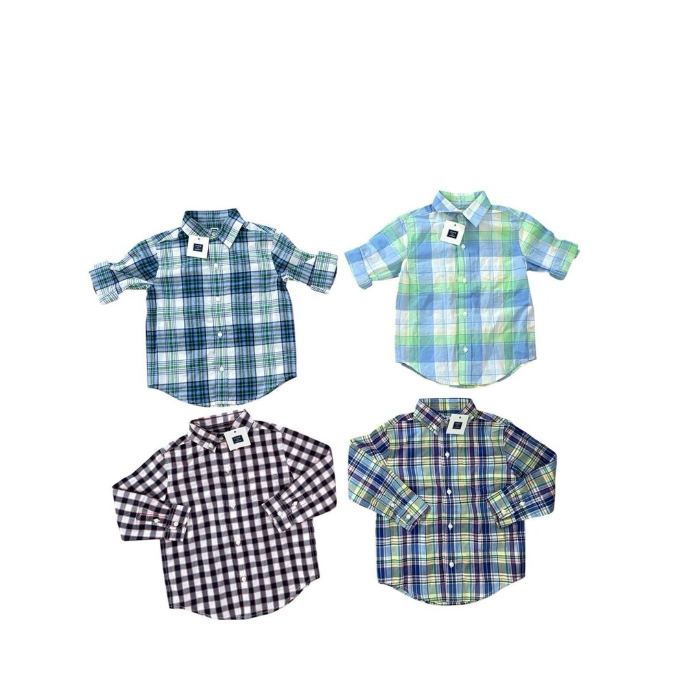 (4) NEW Janie And Jack Plaid Shirts NWT 100% Cotton NWT Button Up Toddler Boy 3T
